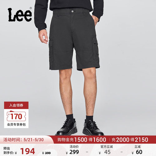 Lee经典工装口袋设计宽松直筒户外休闲短裤显瘦潮流LMB009967209