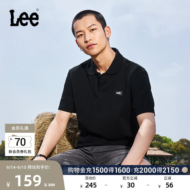 翻领Logo织标男短袖polo衫图片
