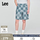 设计蓝色格纹图案设计男短裤 五袋款 休闲潮流A08019 经典 Lee舒适版