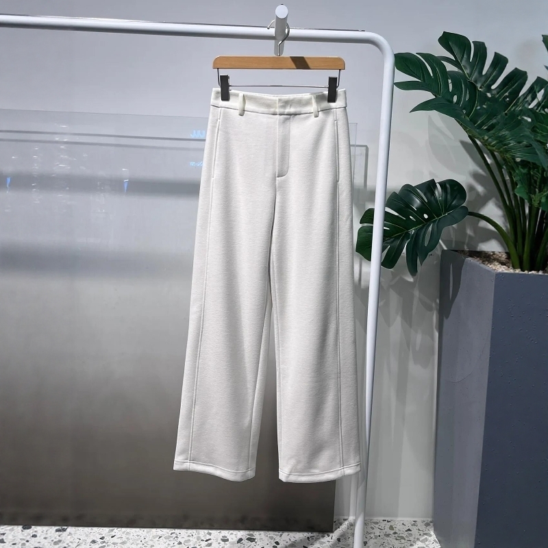 绵羊毛直筒阔腿醋纤休闲裤女长裤