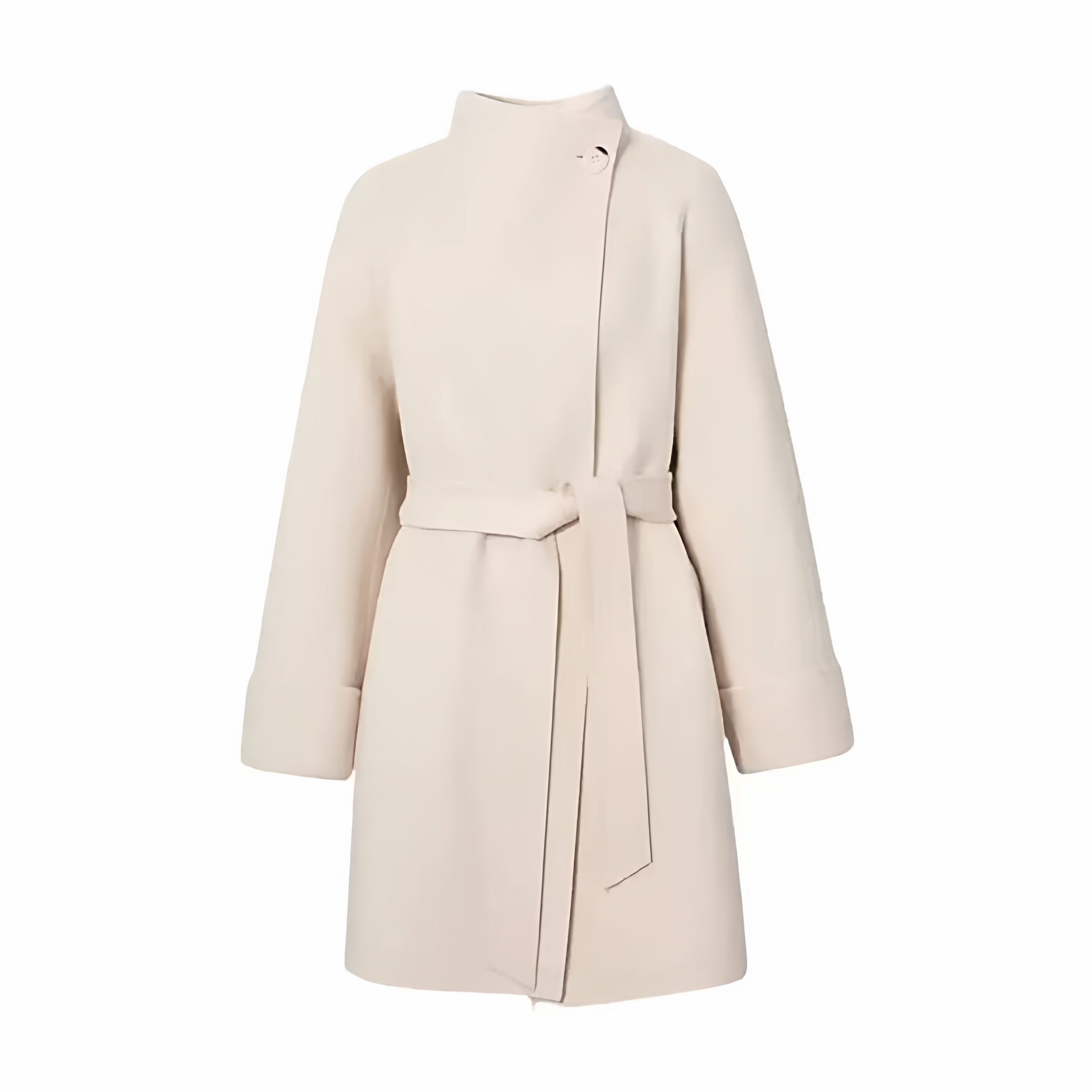 羊毛立领腰带优雅毛呢大衣外套女