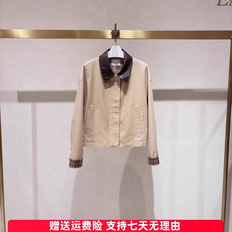 飘伊芙丽影2025秋季新款卡其色休闲宽松拼色翻领短外套1G7611161