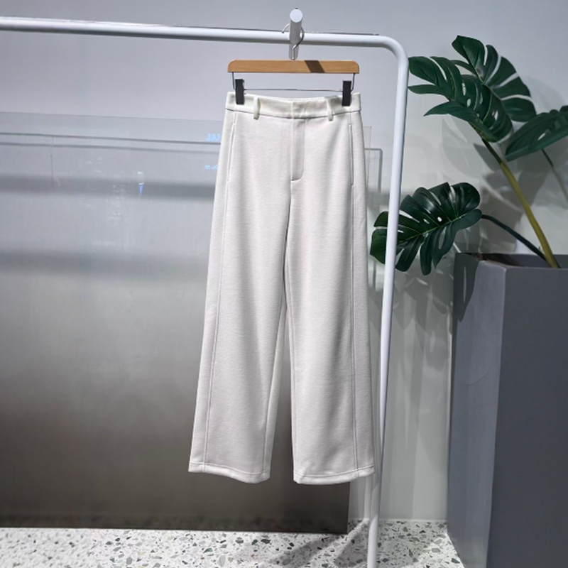 松紧腰直筒阔腿休闲裤长裤女