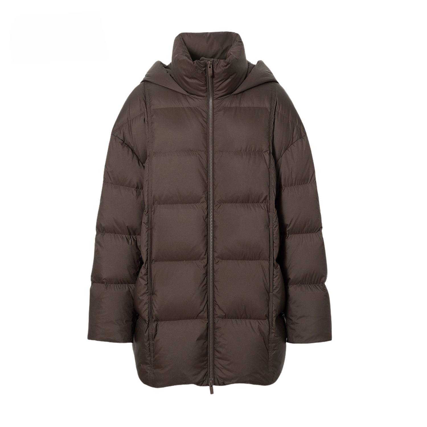 鹅绒保暖连帽中长款羽绒服外套女