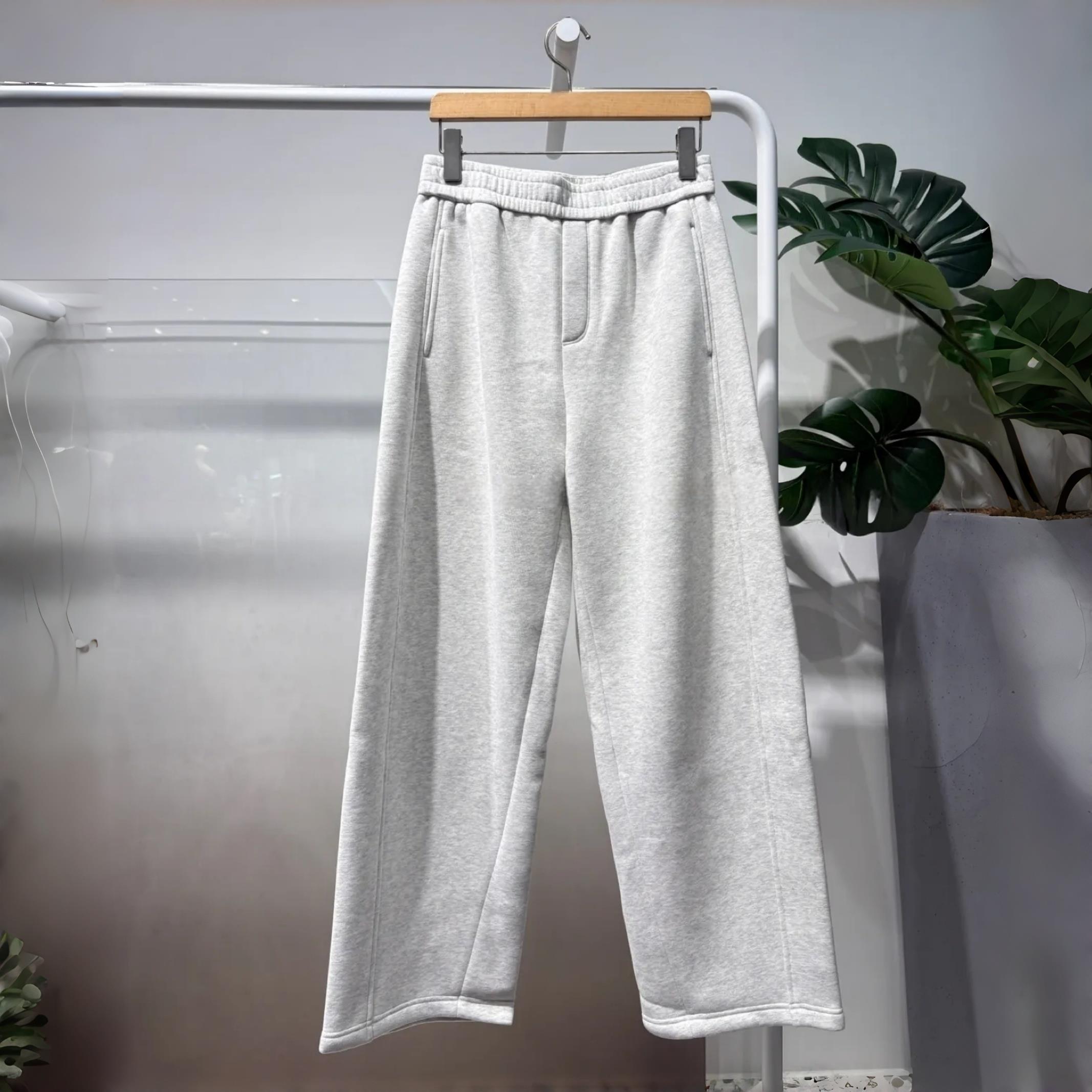 高腰直筒松紧腰针织休闲裤女长裤