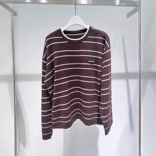 MM麦麦2025冬季新款休闲长袖条纹宽松针织衫上衣女4GB233631Q
