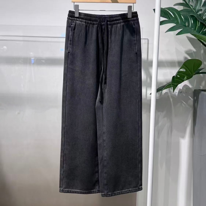 松紧腰直筒休闲裤女长裤阔腿裤