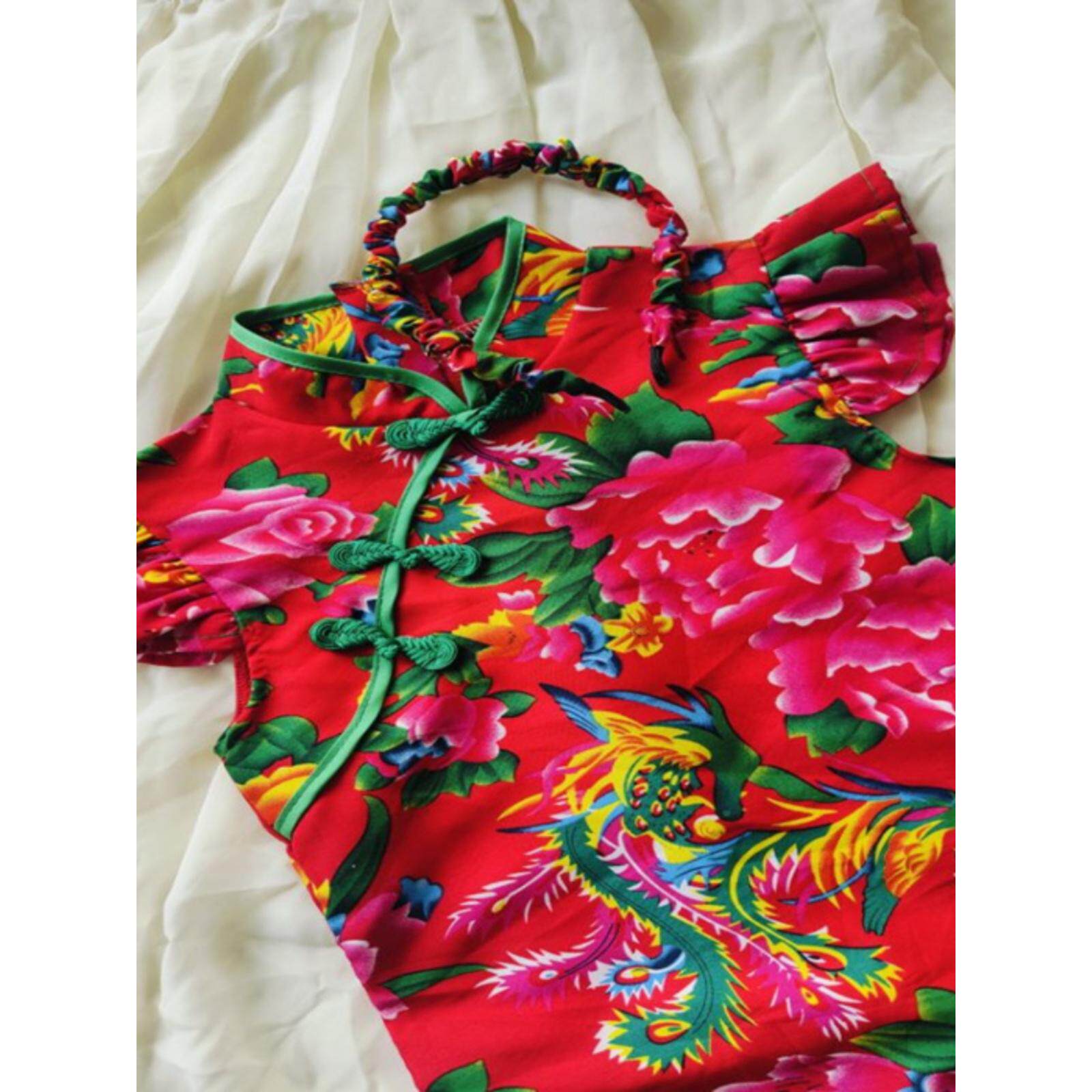改良女童旗袍夏季薄款清新中国风连衣裙小女孩走秀古筝画布服日常