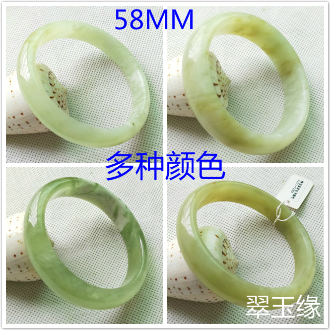 58MM天然玉石岫岩玉岫玉手镯包邮女款浅绿玉镯子正品真玉辽宁玉器