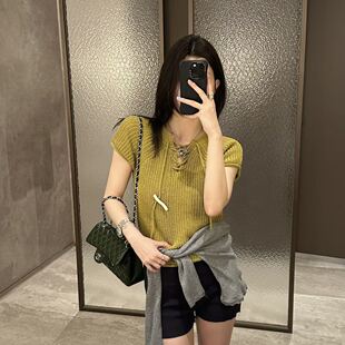 creamvilla 时尚竖条纹针织短袖 YAO韩国代购 Y26070101
