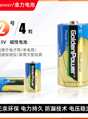 金力2号1.5V碱性电池Goldenpower电子琴手电筒探测仪电池4粒