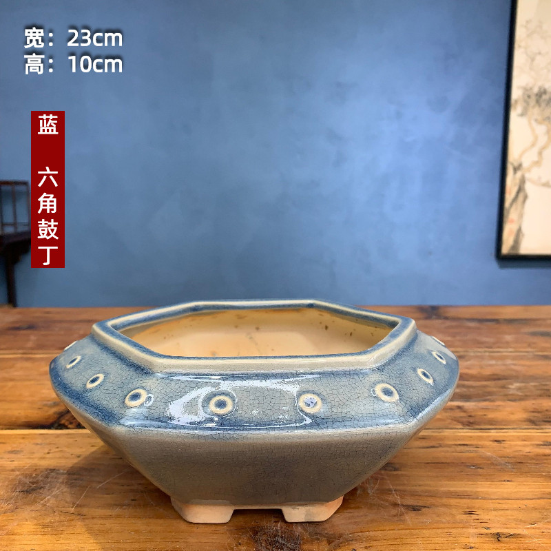 小石湾盆花盆冰裂收腰长方盆岭南盆景陶盆手工花盆各种孤品微瑕售