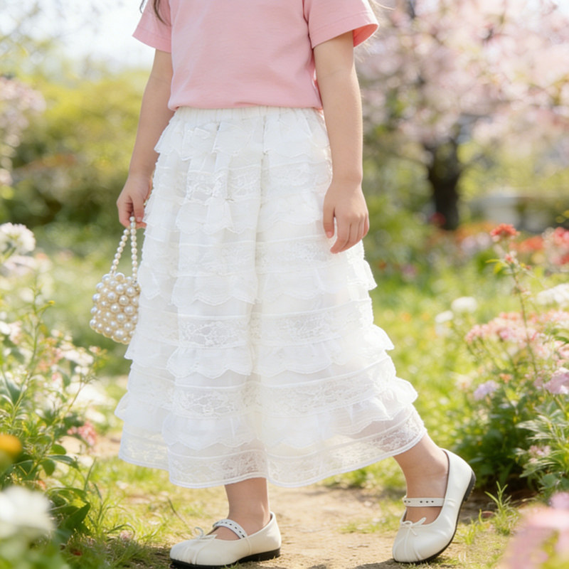 女童白色半身裙春装长裙2026新款儿童夏季公主裙中大童洋气裙子薄