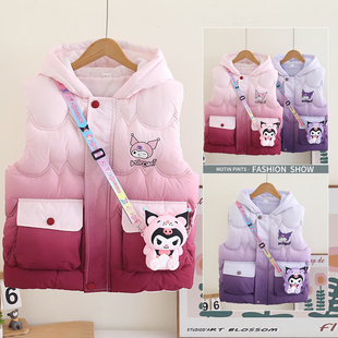 女童羽绒棉马甲2025秋冬新款儿童外套洋气加厚外穿马夹库洛米背心