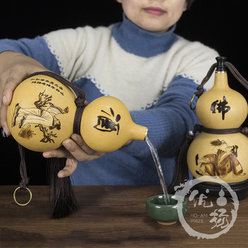 酒葫芦天然开口济公葫芦瓶随身水壶装酒装水防渗仿古大号酒壶摆件