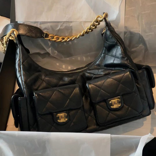 原标女包小香风25c复古hobo腋下包嬉皮包双口袋菱格包链条包jenni