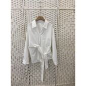 上衣女3 宽松侧系带设计感通勤显瘦百搭白色衬衫 2026新款 96009韩版