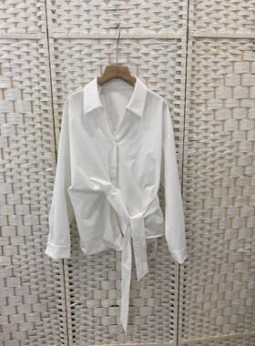 2026新款96009韩版宽松侧系带设计感通勤显瘦百搭白色衬衫上衣女3