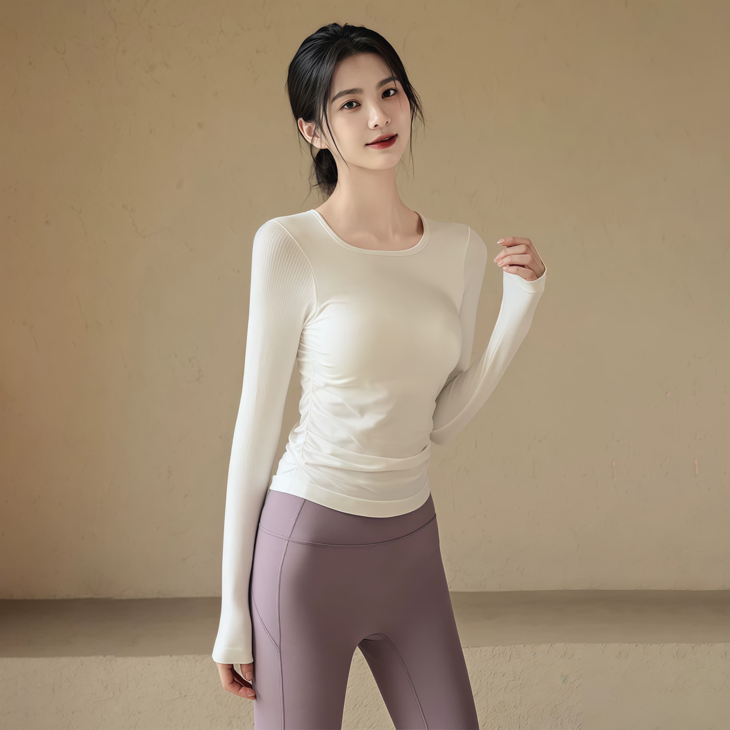 LULU HZWEVOE带胸垫瑜伽服运动上衣紧身专业普拉提训练健身服长袖