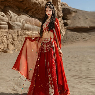 汉服女异域风情大漠公主敦煌飞天改良西域风古装 写真旅拍舞蹈服装
