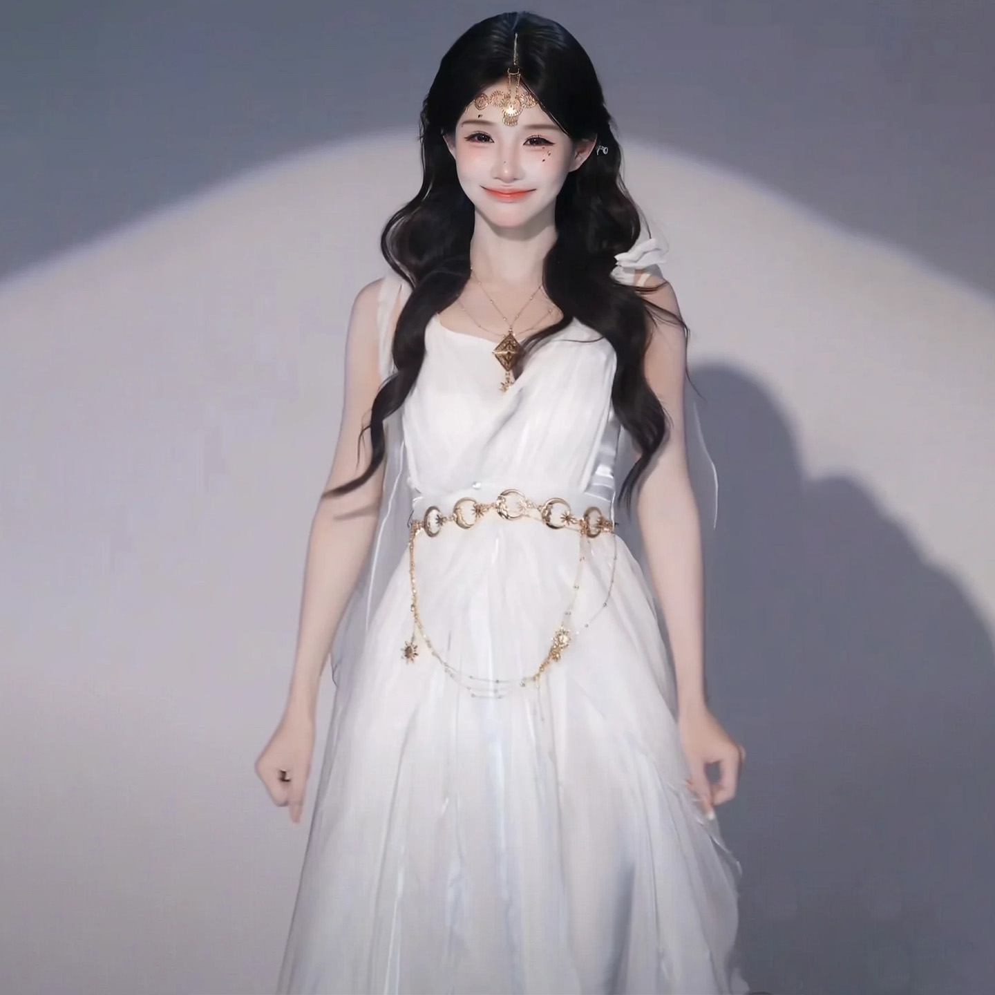 希腊神使汉服白色仙女长裙Lolita