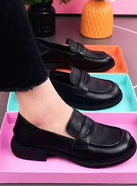 真皮软底单鞋女防滑休闲小皮鞋一脚蹬懒人乐福鞋女百搭舒适女鞋