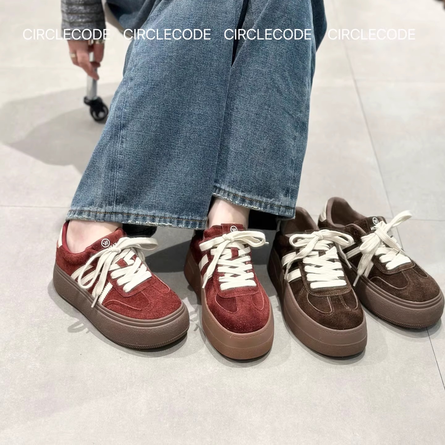 ~学院风圆头真皮厚底百搭德训鞋女2025新款板鞋休闲YD580-21