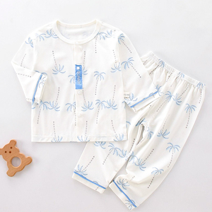 婴儿衣服薄款莫代尔冰丝宝宝夏季套装分体婴幼儿睡衣两件套空调服
