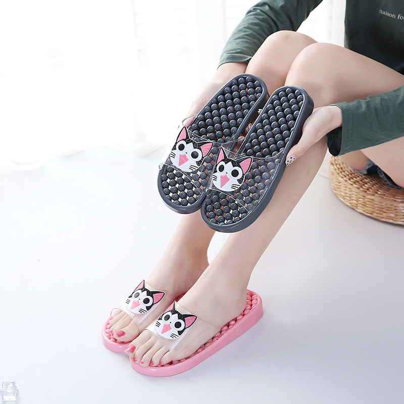 按摩拖鞋女夏浴室软底托居家室内塑料防滑情侣洗澡家用漏水凉拖鞋