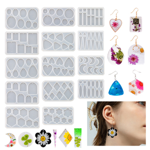 花柬diy耳环吊坠滴胶模具几何图形饰品模具项链树脂硅胶模具套装