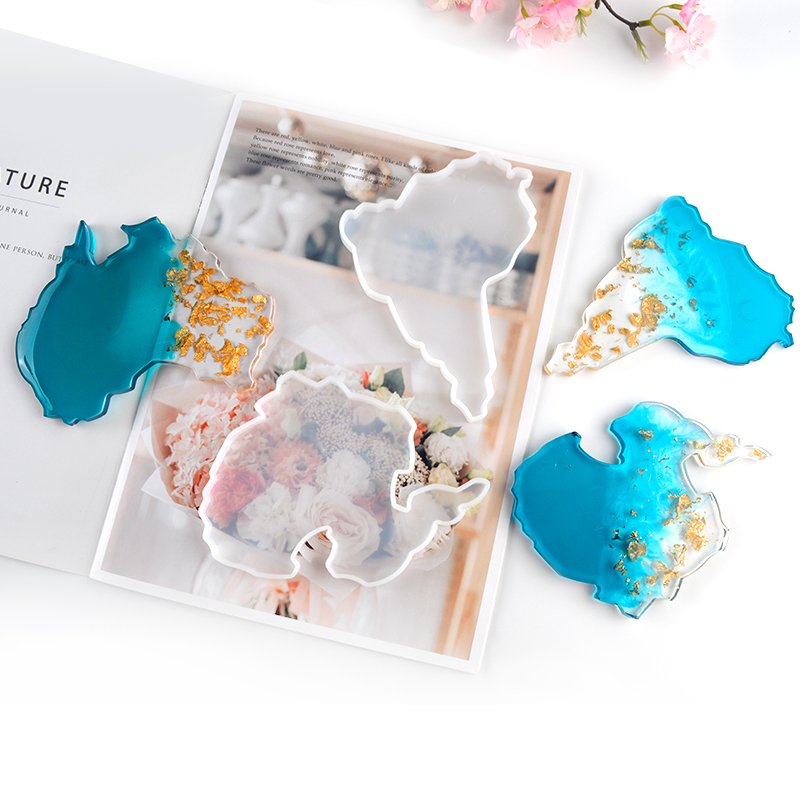 花柬滴胶七大洲地图杯垫硅胶模具