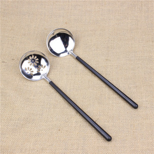 日式304不锈钢汤勺火锅壳套装胶柄长柄粥勺滤网漏勺味千拉面勺子