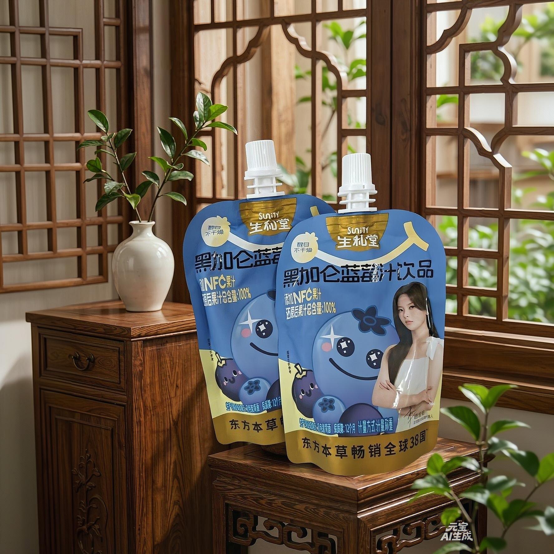 【杨超越推荐】生和堂黑加仑蓝莓汁100ml饮品袋装黑加仑果味