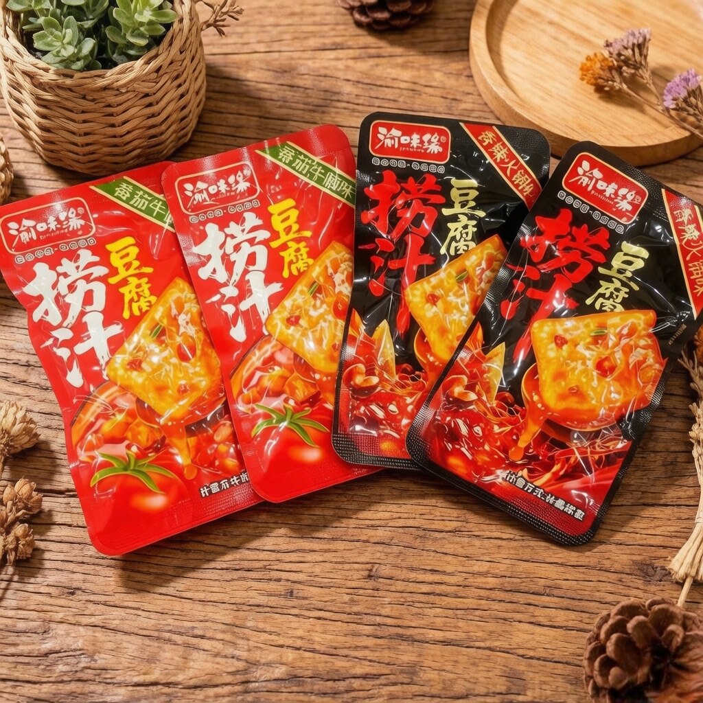 渝味缘捞汁豆腐番茄牛腩味香辣味独立包装开袋即食好吃休闲零食