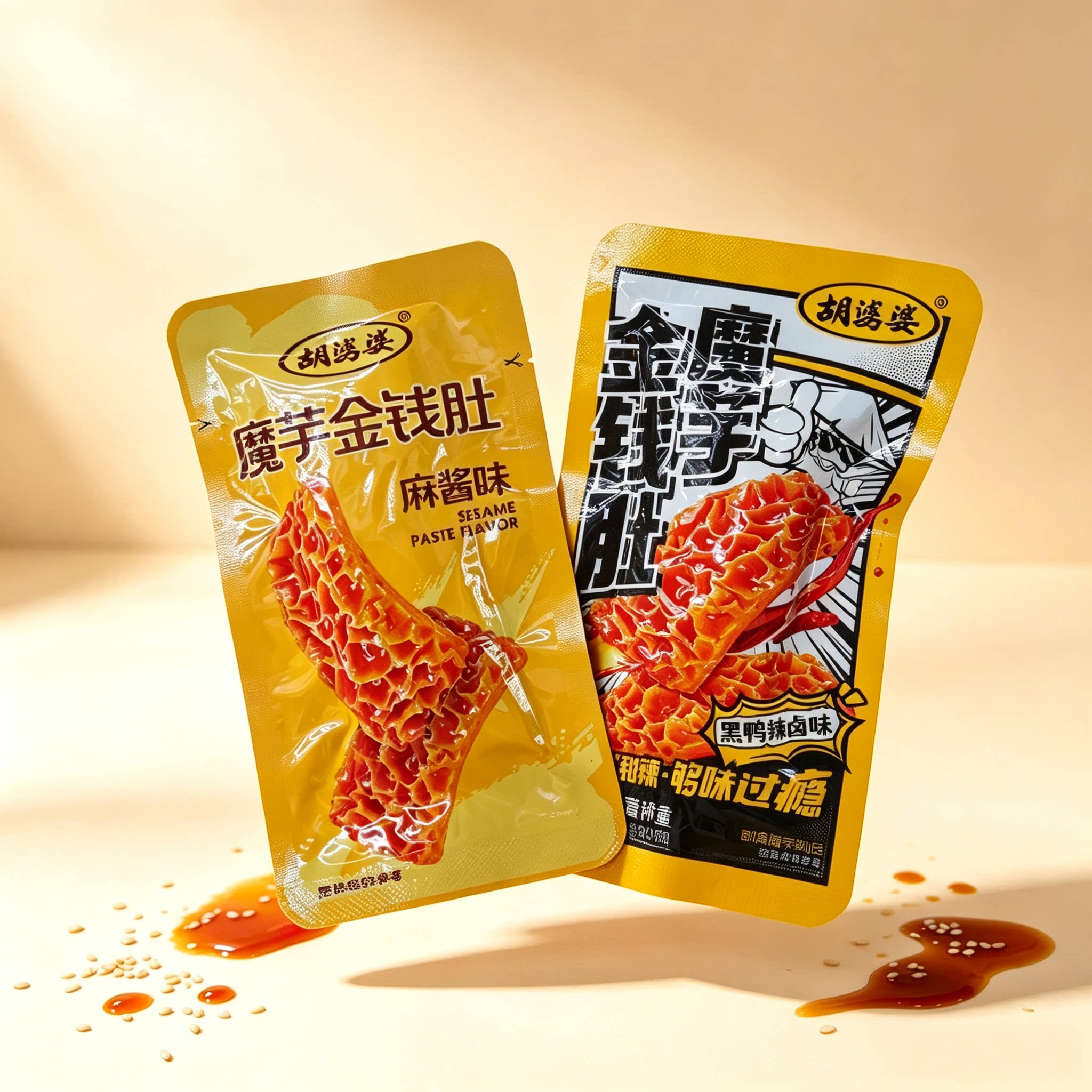 胡婆婆魔芋金钱肚麻酱味香辣味素毛肚散称小包装食品休闲零食小吃