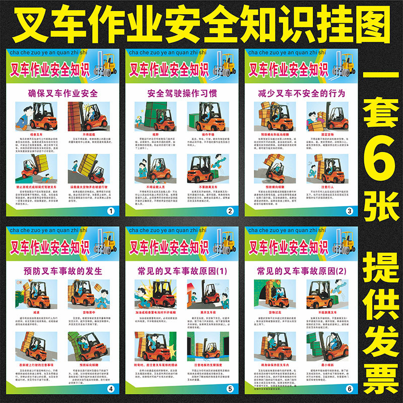 企业工厂叉车安全操作知识海报安全生产消防知识宣传挂图墙贴挂画