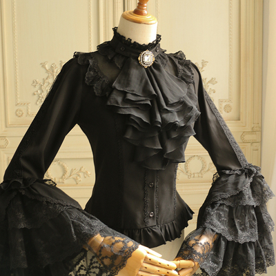 姬袖立领修身衬衫三色现货掉落