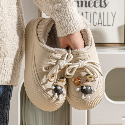 防水棉拖鞋女2025新款包跟秋冬季室内家居家防滑冬天毛毛拖鞋外穿