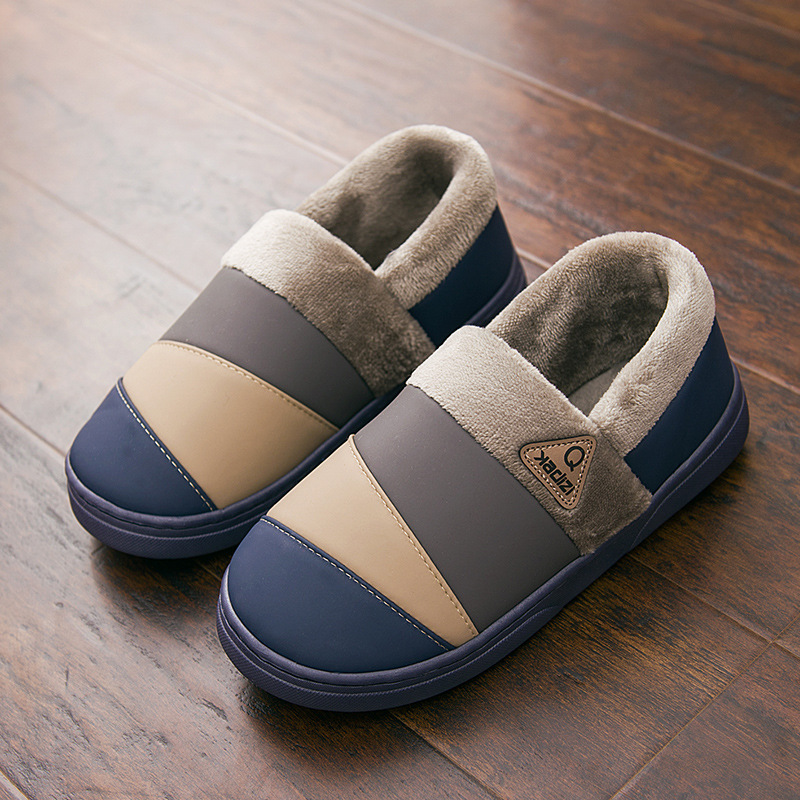 防水棉拖鞋男士冬季防滑室内家居家保暖厚底包跟冬天大码棉鞋男款