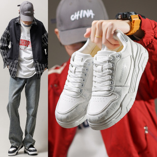 ins男学生厚底运动板鞋 2026春季 韩版 新款 休闲街拍ox105 小白鞋