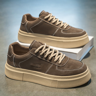 透气鞋 子男款 潮流百搭厚底黑色运动鞋 春夏季 潮鞋 新款 休闲板鞋 男鞋