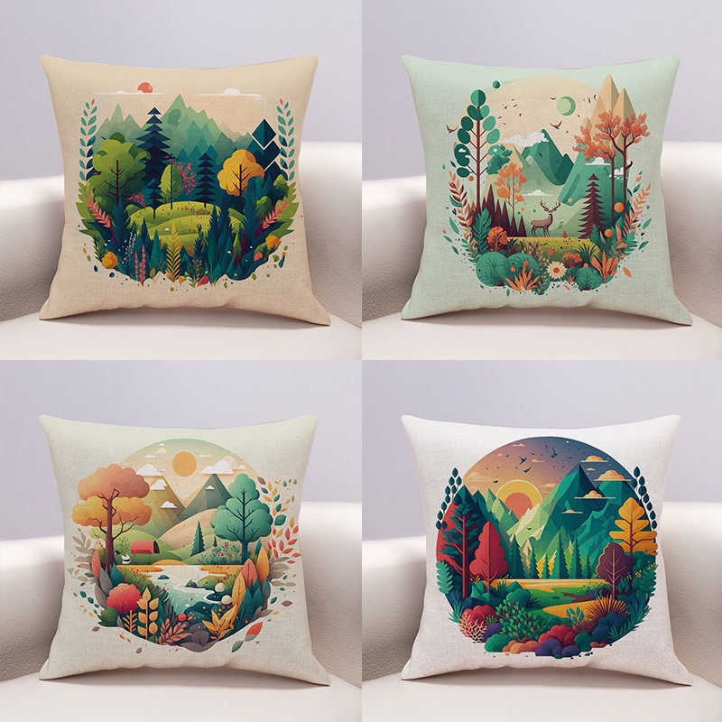 自然丛林插画之森轻奢舒适家居用品抱枕沙发靠枕靠垫沙发卧室靠垫,居家布艺,靠垫/抱枕,淘宝优惠券,粉丝福利购,淘宝优惠卷