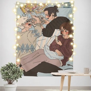 术回战竖版复古海报网红墙面挂布背景布学生宿舍卧室床头装饰布