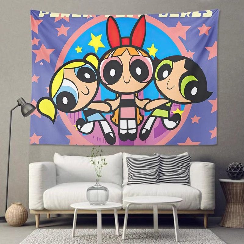 飞天小女警挂布儿童房卡通背景布墙面装饰布美式出租房改造元气布,居家布艺,挂毯/壁毯,淘宝优惠券,粉丝福利购,淘宝优惠卷