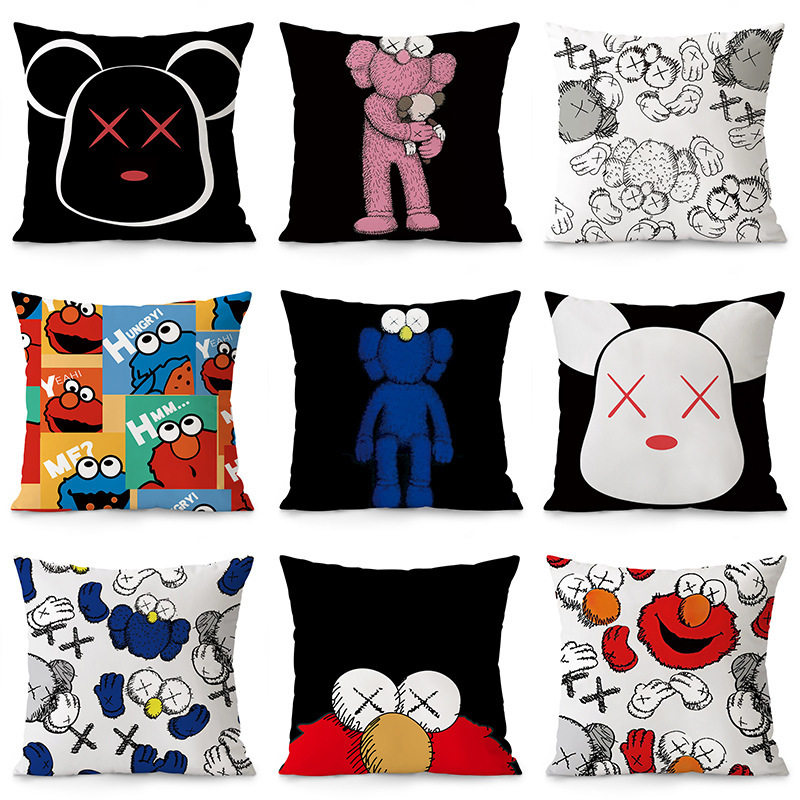 网红ins个性潮牌芝麻街Kaws抱枕床头靠垫沙发靠枕车用办公室睡枕,居家布艺,挂毯/壁毯,淘宝优惠券,粉丝福利购,淘宝优惠卷