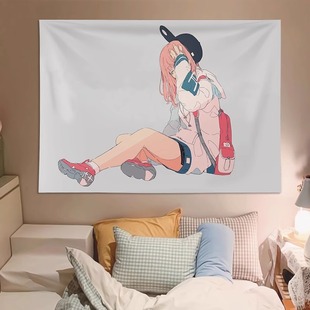 日系可爱插画背景布ins挂布学生宿舍房间卧室床头装饰布墙布