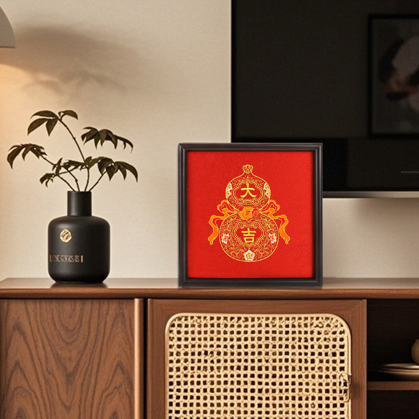 福禄葫芦刺绣织画相框摆台新中式客厅玄关桌面摆台过年喜庆装饰品,家居饰品,桌面摆台画,淘宝优惠券,粉丝福利购,淘宝优惠卷