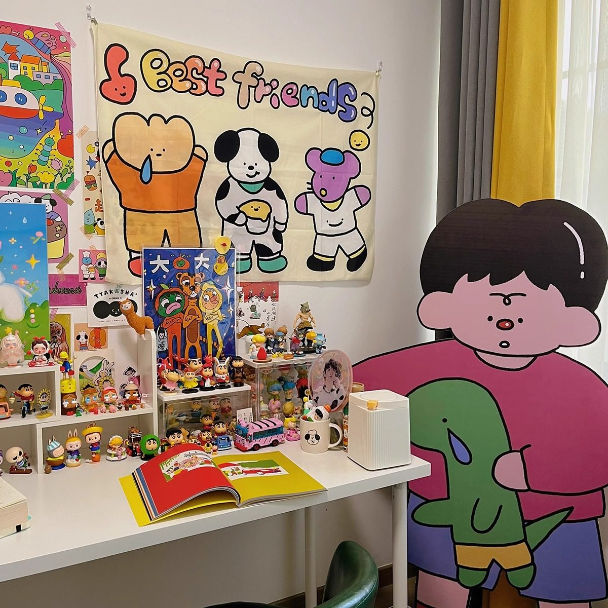 布奇小狗 原创可爱卡通挂布卧室房间装饰墙拍照背景布毛绒挂毯,居家布艺,挂毯/壁毯,淘宝优惠券,粉丝福利购,淘宝优惠卷