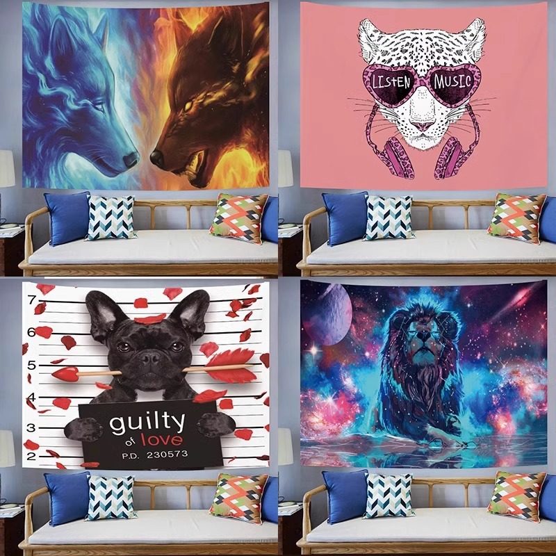 新款 北欧风ins卧室墙挂布墙布卡通动物背景布房间墙面装饰布挂毯,居家布艺,挂毯/壁毯,淘宝优惠券,粉丝福利购,淘宝优惠卷
