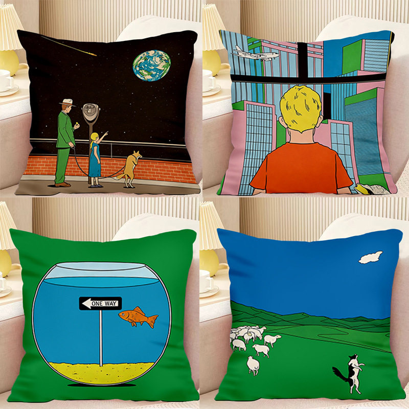 美式漫画风方形抱枕家居可拆洗靠垫办公室午睡专用枕靠枕,居家布艺,午睡枕,淘宝优惠券,粉丝福利购,淘宝优惠卷